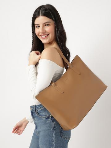 Fastrack Women Tan College Tote Bag Fits Upto 15" Laptop