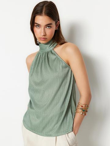 Trendyol Self Design Halter Neck Top