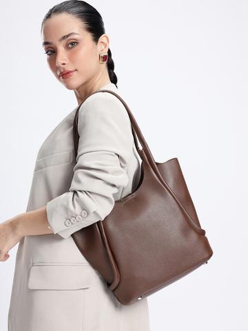 Mast & Harbour Structured Shoulder Bag with Pouch