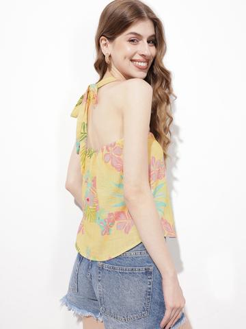 DressBerry Tropical Fiesta Printed Halter Neck Top
