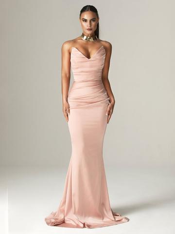 Bee Boe V-Neck Satin Maxi Dress
