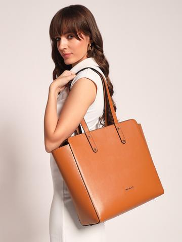 THE GUSTO Textured PU Oversized Structured Tote Bag