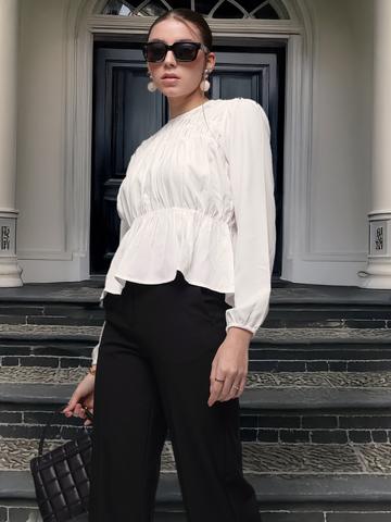 French Connection Gathered or Pleated Detailed Peplum Top