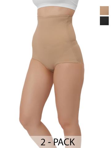 Bella Voste Women Pack Of 2 High Waist Tummy Tucker Shapewear Brief Panty