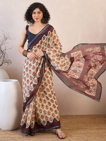 Saree mall Bagh Zari Ready to Wear Bagru Sarees