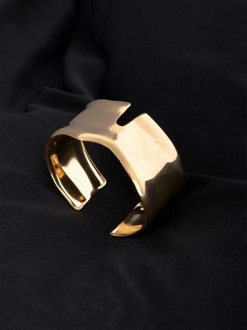 PALMONAS Gold-Plated Stainless Steel Crimped Cuff Bracelet