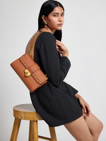 MIRAGGIO Brown PU Alice Crossbody Bag