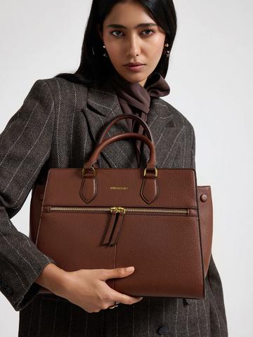 MIRAGGIO Callie Brown Top Handle Crossbody Bag With Adjustable & Detachable Sling Strap