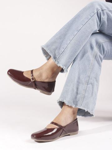 TRYME Women Solid Square Toe Mary Janes