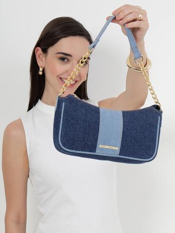 French Connection Women Colourblocked Baguette Shoulder Bag
