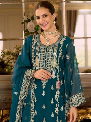 Indo Era Adults-Women Woven Design Embroidered Kurta with Trousers & Dupatta