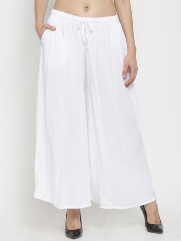 Clora Creation Women White Flared Solid Palazzos