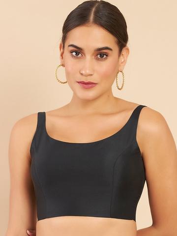Soch Women Black Solid Silk Saree Sleeveless Blouse