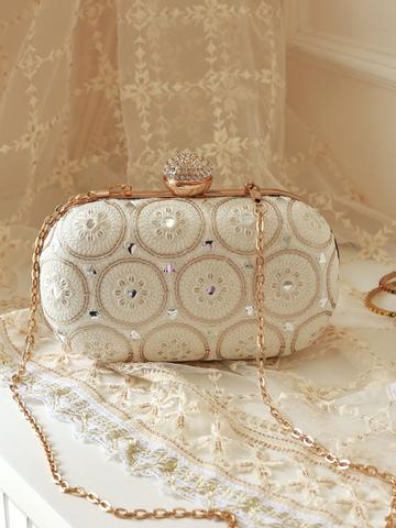 THE TAN CLAN Embroidered Box Clutch
