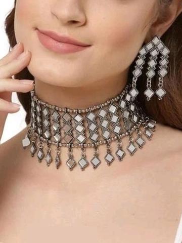 SZN Mirror Oxidised Jewellery Set