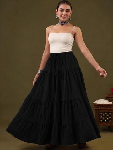 PTVIZE Women Tiered Maxi Tiered Skirt