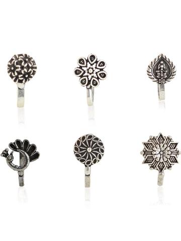 Yellow Chimes Silver-Plated Crystal Stud Nosepin