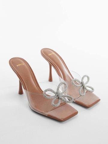 MANGO Women Rhinestone Embellished Detail Party Stiletto Heels