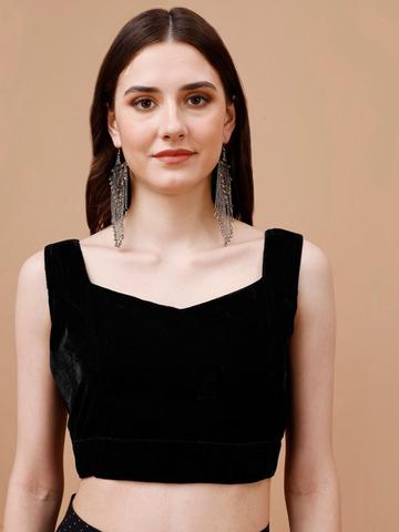 Tikhi Imli Velvet Sleeveless Saree Blouse