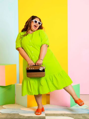 LALI JAIPUR Round Neck A-Line Plus Size Dress