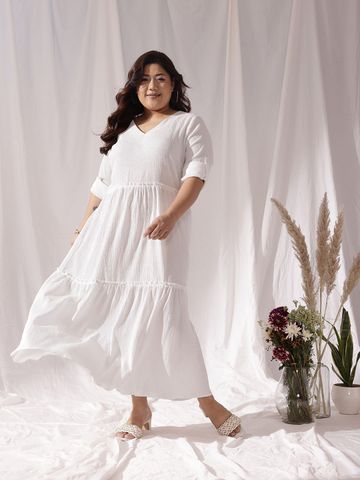 CURVY STREET Crepe Fit- Flare Maxi Dress