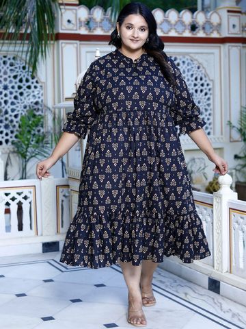 KALINI Ethnic Motifs Print Fit & Flare Maxi Dress