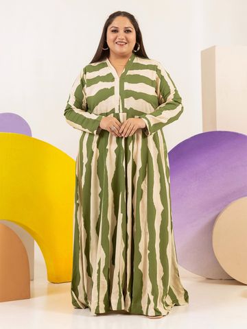 LALI JAIPUR Women Cotton Striped Maxi Dress
