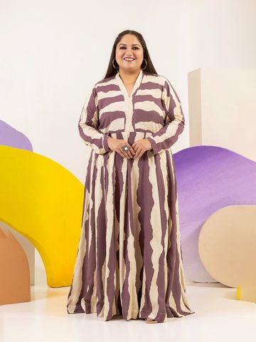 LALI JAIPUR Women Striped Printed A-Line Maxi Dress