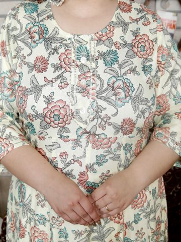 FLAVIA CREATION Plus Size Floral Printed Gotta Patti A-Line Ethnic Dress