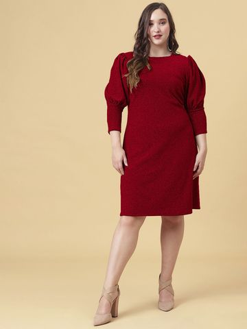 Curvy Lane Women Self Design Sheath Knee Length Dress