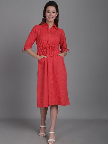 CORSICA Women Striped Lace-Up A-Line Midi Dress