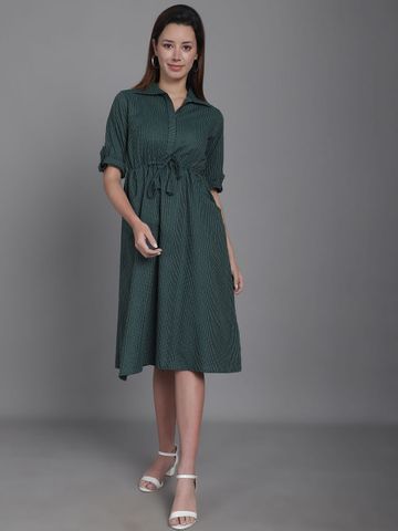 CORSICA Striped A-Line Midi Dress