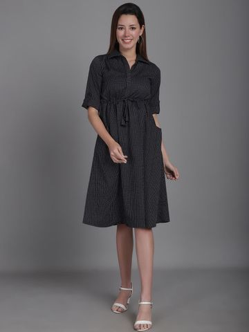CORSICA Striped A-Line Midi Dress