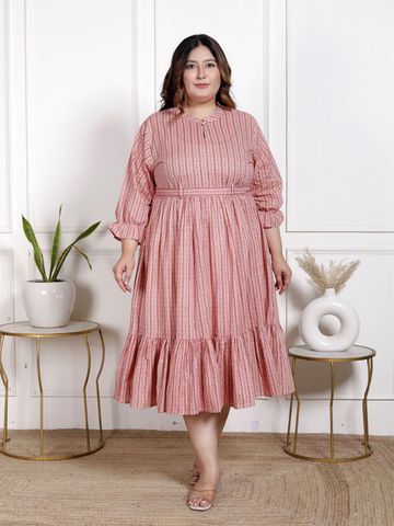 KALINI Women Plus Size Ethnic Motifs Printed Fit & Flare Midi Dress