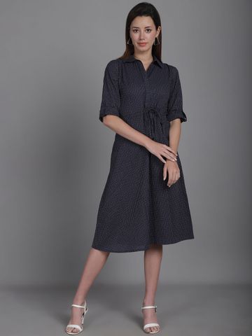 CORSICA Women Striped Tie-Ups Shirt Knee Length Dress