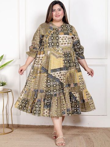 Swasti Print A-Line Midi Dress