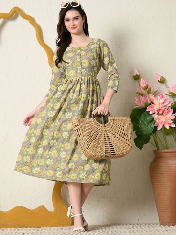 SILAKIVA Floral Print Maternity Fit & Flare Midi Dress