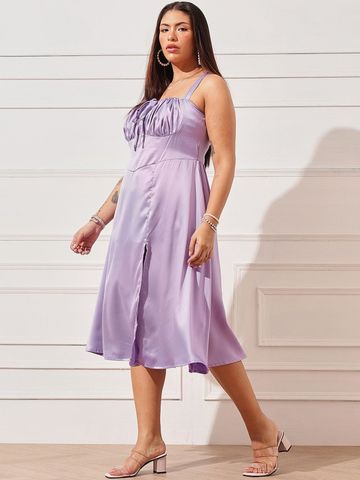 CURVY STREET Satin A-Line Midi Dress