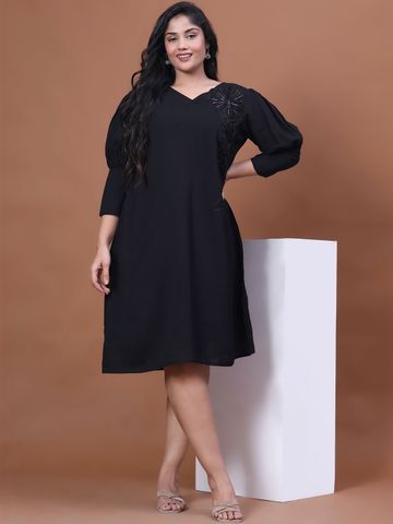 Curvy Lane Puff Sleeve A-Line Dress