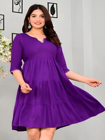 SRFA Women Tiered Fit & Flare Dress With Embroidered Details