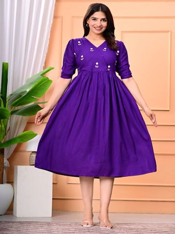 BHUMI CREATION Floral Embroidered Fit & Flare Dress