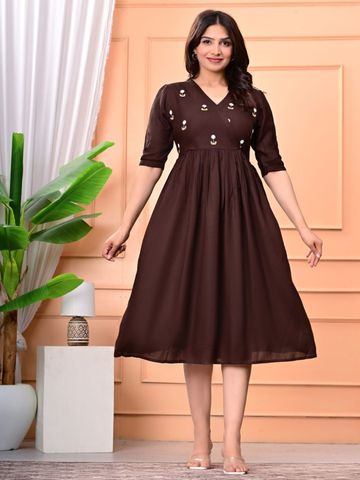 K R Sales Women Floral Embroidered A-Line Dress