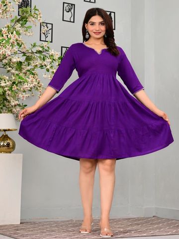 K R Sales Women Gathered or Pleated Fit and Flare Dress