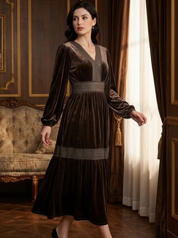 JC Mode Embellished Bishop Sleeve A-Line Maxi Dress