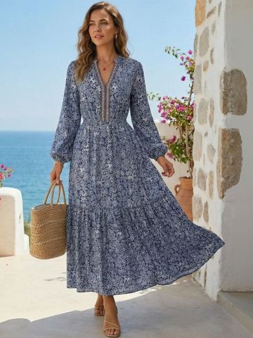 JC Mode Floral Print A-Line Maxi Dress