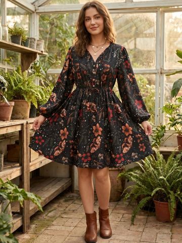 JC Mode Floral Print Fit & Flare Dress