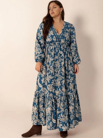 JC Mode Floral Print A-Line Maxi Dress