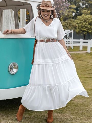 JC Mode Flutter Sleeve A-Line Maxi Dress