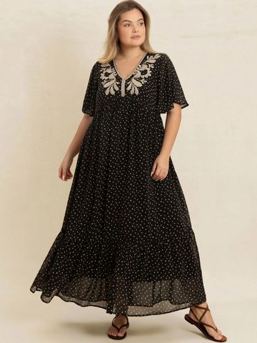 JC Mode Bohemian Print Flutter Sleeve Maxi Dress