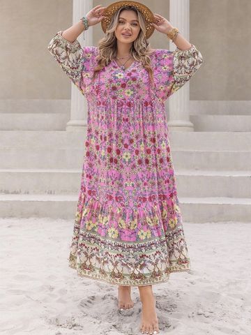 JC Mode Floral Print A-Line Maxi Dress